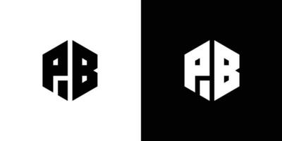 lettera p B poligono, esagonale minimo e professionale logo design su nero e bianca sfondo vettore