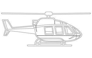 elicottero icona schema vettore illustrazione, schema disegno di elicottero, elicottero icona nel magro schema stile,