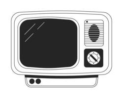 Vintage ▾ televisione piatto monocromatico isolato vettore oggetto. rotte. modificabile nero e bianca linea arte disegno. semplice schema individuare illustrazione per ragnatela grafico design