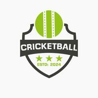 cricket logo concetto con scudo e crickettball simbolo vettore