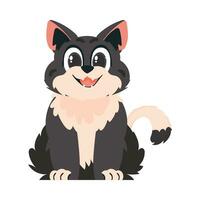 divertente nero gatto. sorridente gattino. cartone animato stile, vettore illustrazione