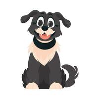 divertente nero cane. sorridente cane. cartone animato stile, vettore illustrazione