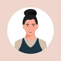 cerchio il avatar con il ritratto donne di vario gare e acconciature. collezione di utente profili. il giro icona con contento sorridente umano. colorato piatto vettore illustrazione.