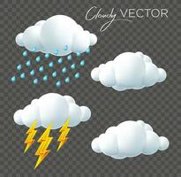 nube impostato pioggia fulmine cartone animato vettore