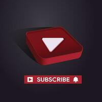 Youtube logo con sottoscrivi pulsante vettore