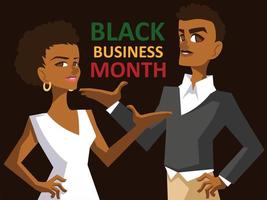 mese lavorativo nero con disegno vettoriale di cartoni animati uomo e donna afro