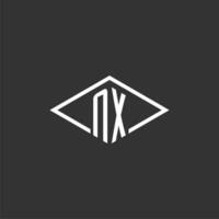 iniziali nx logo monogramma con semplice diamante linea stile design vettore