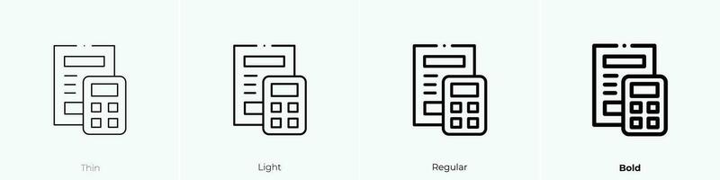 contabilità icona. sottile, luce, regolare e grassetto stile design isolato su bianca sfondo vettore