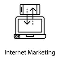 Internet e digitale marketing linea icone vettore