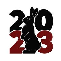 2023 logo con coniglio. freddo e elegante nero e rosso icona. il Cinese nuovo anno 2023. vettore grafico illustrazione.