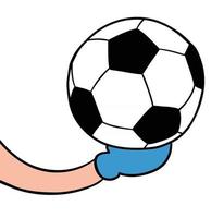 fumetto illustrazione vettoriale del portiere tiene il pallone da calcio