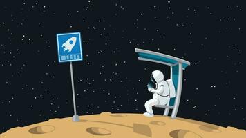 astronauta seduta su navetta fermare vettore