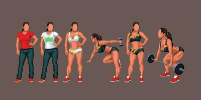 fitness ragazza impostato vettore