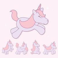 cinque piccoli unicorni vettore