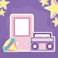 retro game boy, diamante e radio vettore