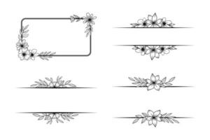 rettangolare mano disegnato floreale telaio confine collezione vettore