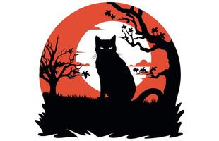 Halloween nero gatto vettore illustrazione, piatto vettore Halloween elemento