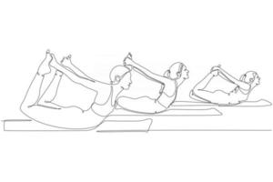 disegno a tratteggio continuo dell'illustrazione di vettore della donna incinta di forma fisica di sport