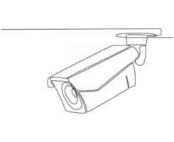 disegno a tratteggio continuo dell'illustrazione vettoriale dello schizzo della telecamera di sorveglianza cctv