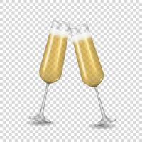 realistico 3d champagne bicchiere d'oro icona isolato su sfondo trasparente. illustrazione vettoriale eps10