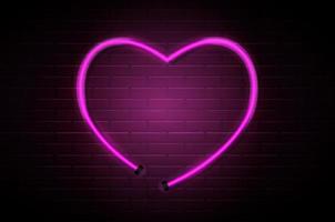 cuore incandescente tubi rosa al neon sul fondo del muro di mattoni scuri. illustrazione vettoriale