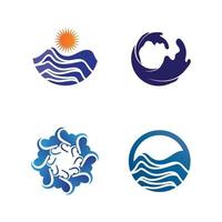 goccia d'acqua e icona dell'onda logo e set di design per il vettore del modello