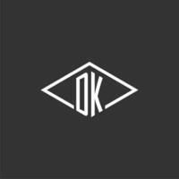 iniziali dk logo monogramma con semplice diamante linea stile design vettore