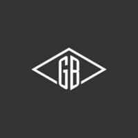 iniziali gb logo monogramma con semplice diamante linea stile design vettore