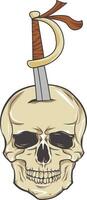 vettore umano cranio impalato di spada
