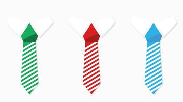 impostato di colorato cravatta verde blu e rosso. attività commerciale casuale collezione. vettore illustrazione