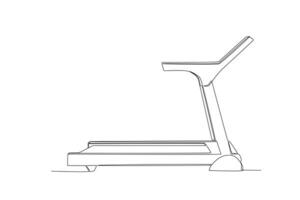 piatto icona di un' singolo continuo linea disegno di tapis roulant. schema simbolo per ragnatela o mobile App design. manubrio schema pittogramma. singolo linea disegno vettore grafico