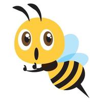 design piatto cartone animato carino ape pollice in su con espressione eccitata vettore