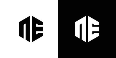 lettera n e poligono, esagonale minimo e professionale logo design su nero e bianca sfondo vettore