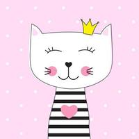 illustrazione vettoriale di piccola principessa gatto carino