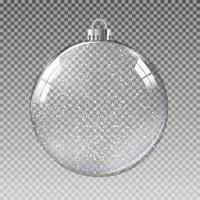 palla di natale trasparente in vetro con neve. illustrazione vettoriale