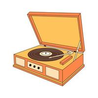 retrò fonografo icona. Vintage ▾ disco giocatore con vinile disco. portatile giradischi. Audio attrezzatura per musica ascoltando anni '60, anni '70. vettore