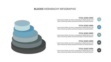 3d blocchi gerarchia Infografica modello design con 5 strati vettore