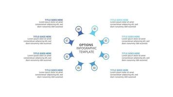 cerchio il giro attività commerciale Infografica design modello con 8 opzioni vettore