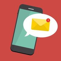 nuova e-mail sul concetto di notifica dello schermo dello smartphone. illustrazione vettoriale