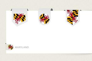etichetta bandiera collezione di noi stato Maryland nel diverso forma. nastro bandiera modello di Maryland vettore