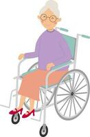 vettore illustrazione di vecchio donna nel sedia a rotelle nel cartone animato stile. vettore nonna personaggio