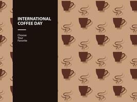 internazionale caffè giorno senza soluzione di continuità modello cappuccino arrostito ottobre arabica aroma bar caffeina arte vettore