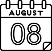 8 agosto linea icona vettore