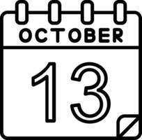 13 ottobre linea icona vettore