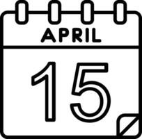 15 aprile linea icona vettore