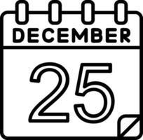 25 dicembre linea icona vettore
