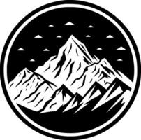 montagna - nero e bianca isolato icona - vettore illustrazione