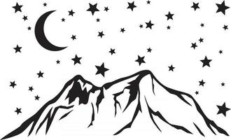 montagna e notte stellata vettore