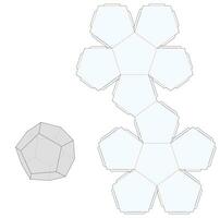 dodecaedro scatola morire tagliare cubo modello planimetria disposizione vettore