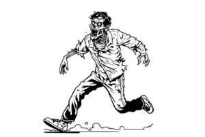 zombie inchiostro schizzo. a piedi morto mano disegno vettore illustrazione.